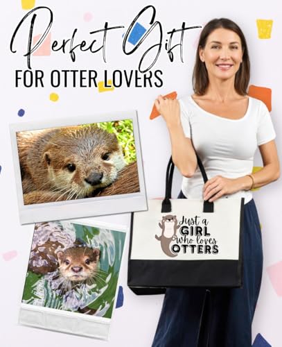 Bolsa Tote de Lona InnoBeta Tema Nutria con Cierre y Correa miniatura 4