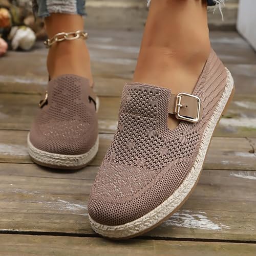 Mary Jane Flats Women with Adjustable Strap Round Toe Casual Walking Slip On Shoes Ballet Flats Dressy Comfortable Business Office Work Breathable Mesh Non-Slip Buckle Shoes for Women2