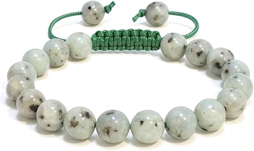 Vista 182 de Adjustable Crystal Bracelet – Gemstone Bead Bracelet with Adjustable Macrame String – Chic Gemstone Bracelet for Men and Women – 8mm Round Healing