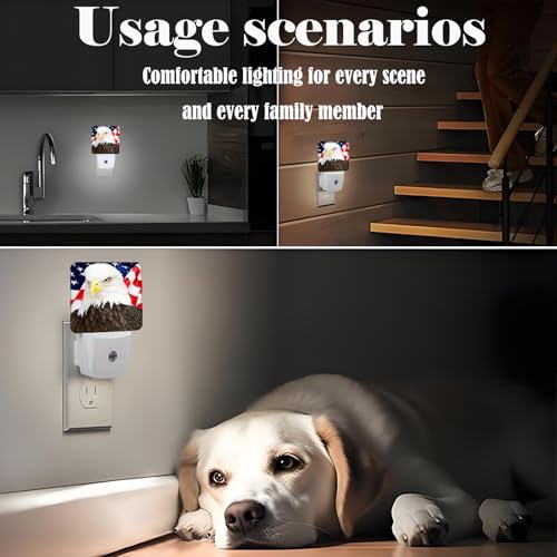 Image of American Bald Eagle Night Light,Plug Into Wall with Dusk to Dawn Light Sensors, Warm Nightlights for Bedroom, Bathroom, Hallway, Kitchen, Gifts Ideal for Boys Girls Women Men