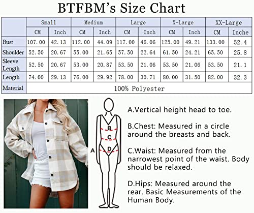Btfbm Women's Long Sleeve Button Down Jackets Plaid Flannel Shirts Tops Casual Lapel V Neck Oversized Shackets Blouses Top (Small, Plaid Grey) #TOP4