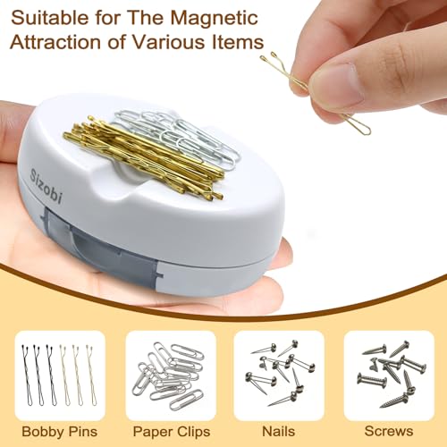 Image of Sizobi Magnetic Pin Cushions for Sewing with 100Pcs Ball Head Straight Pins | Magnetic Pin Holder, Sewing Supplies, Needle Magnetic Quilting Pins Holder Organizer, Bobby Pins Holder, White
