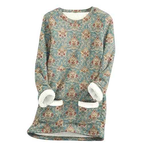 Womens Long Sherpa Lined Tunic Winter Warm Sherpa Lined Long Sleeve Pullover Loungewear Cropped Sweatshirts for Women X-Large Light Green