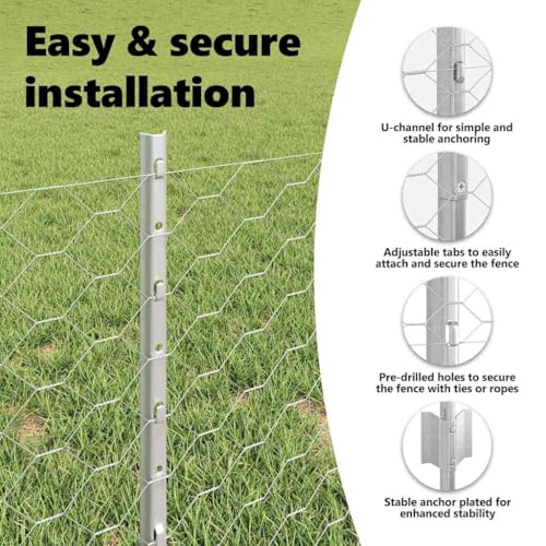 vidaXL Zaun mit Pfosten Silber 0,4 x 100 m Stahl, Verstellbare Außenumzäunung, moderner Gartenzaun, stabiler Raumteiler, vielseitige Sichtschutzlösung für Gärten