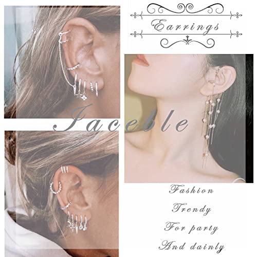 Iaceble Bohemia Cross Ear Wrap Crawler Hook Earrings Crystal Bar Long Piercing Wrap Climber Earrings Minimalist Gold Cz Ear Hook Earrings Rhinestone Cross Ear Cuff Earrings Jewelry For Women And Girls #TOP6