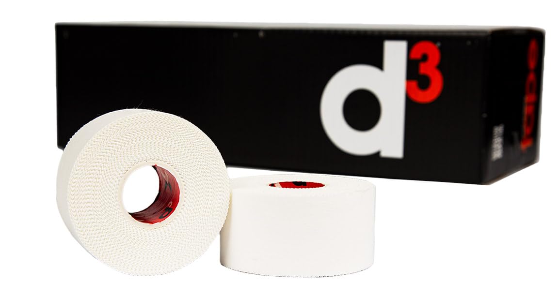 d3 Nastro Sportivo [Tape sportivo rigido per Bendaggio Funzionale] strappabile a mano nastro autoadesivo con forza adesiva bordi zigzag | Tutte Le Misure | pacchi da 3o20Pz (20pz (Bianco), 38mm x 10m)