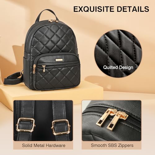Image of Marvolia Mini Backpack Vegan Leather Small Backpack, Black | Fashion Backpack Purse, For Women, For Travel Work Shopping
