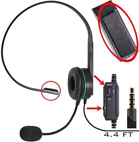 Computer Gaming and Chatting Single Headset Over-Ear with Boom Microphone Foam Covered for PC Laptops Phones PS4 Xbox One/X Nintendo One Controlable Volume Light Weight 4.4ft Cable