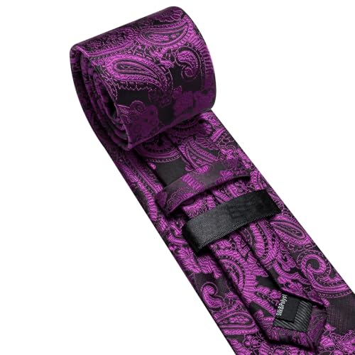 Image of Barry.Wang Men Ties Paisley Woven Silk Necktie Set with Pocket Suqare Cufflinks Formal