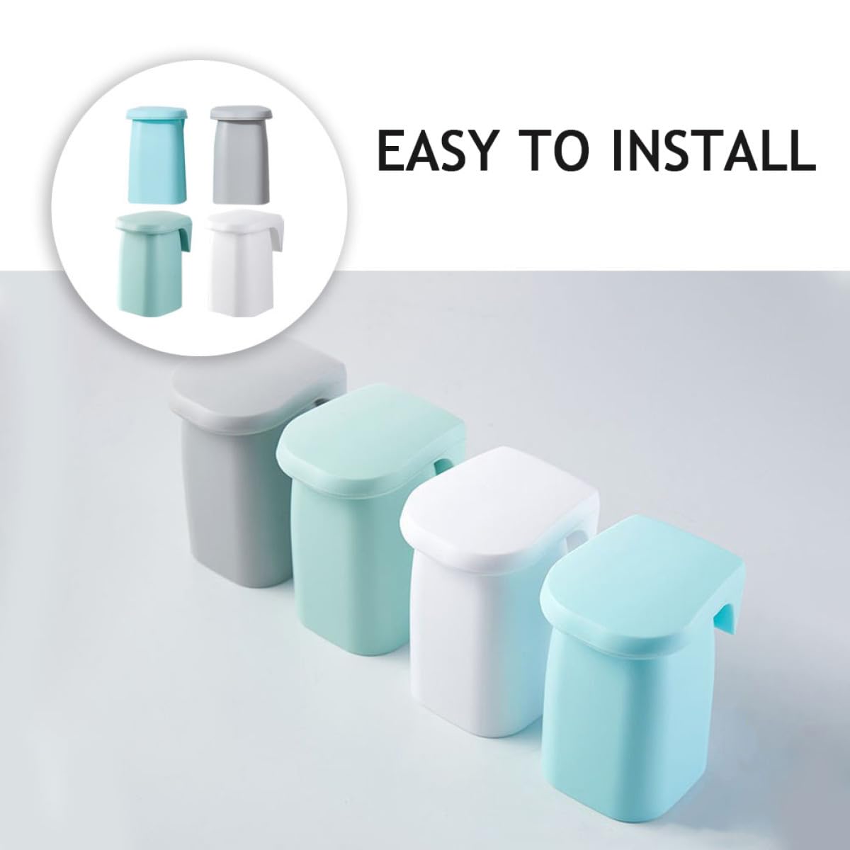 Artibetter Portaspazzolini da Bagno Magnetico da Parete 4 Pezzi in Pp Semplice per Casa Adesione Potente e Prevenzione Polvere senza Perforazione