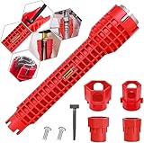 Armaturenschlüssel,Montageschlüssel für wc-Sitz,Sink Faucet Installer,14 in 1 Wasserhahn Werkzeug für Enge Räume, Multifunktionaler Klempner Schlüssel für Waschbecken und Toilette