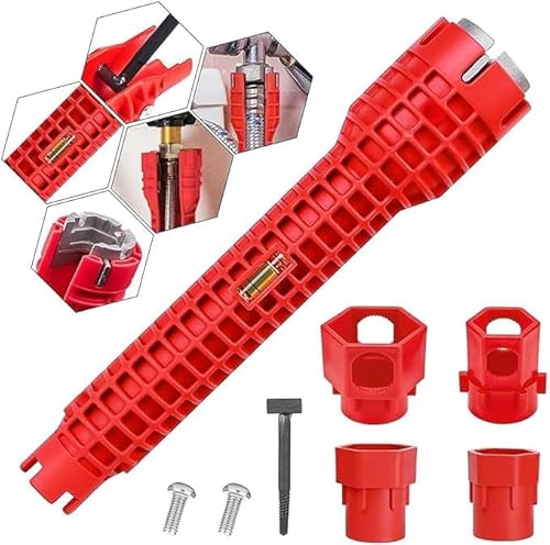 Armaturenschlüssel,Montageschlüssel für wc-Sitz,Sink Faucet Installer,14 in 1 Wasserhahn Werkzeug für Enge Räume, Multifunktionaler Klempner Schlüssel für Waschbecken und Toilette