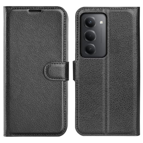 BOCTECH Hülle für Xiaomi Redmi 15, Handyhülle PU Leder Klappbar Schutzhülle Klapphülle mit Ständer, Kartenfach, Magnetschnalle Stoßfest Flip Cover Case Tasche für Xiaomi Redmi 15, Schwarz