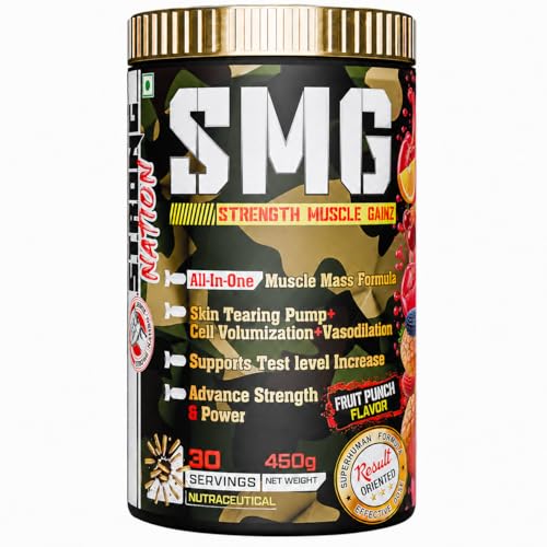 Image of Strong Nation SMG Strength Muscle Gainz 450g | All-In-One Muscle Mass & Strength Formula | Triple Creatine Matrix, L-Citrulline, Taurine & Electrolytes | Pump, Power & Performance Support (Fruit Punch)