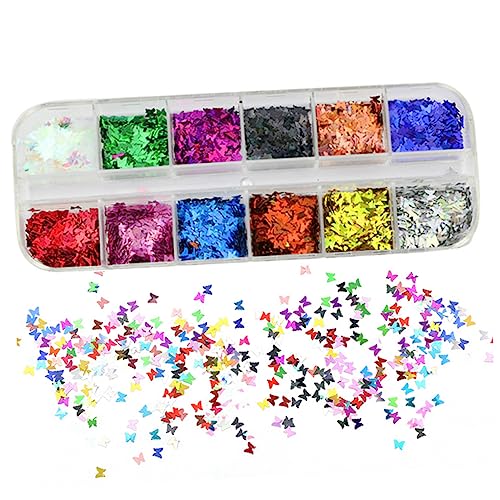 FOMIYES Nail Sequins Kit 2 Boxes 12 Colors Glitter Stickers for Manicure for Party Wedding Decorations