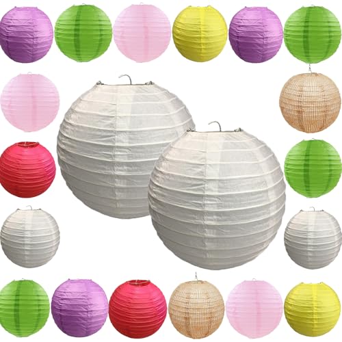 20 PCS Color Paper Lanterns, You can use These Lanterns to Easily Create a Style Festive Atmosphere, Lanterns for Birthday Party Wedding Decoration and Outdoor Events.