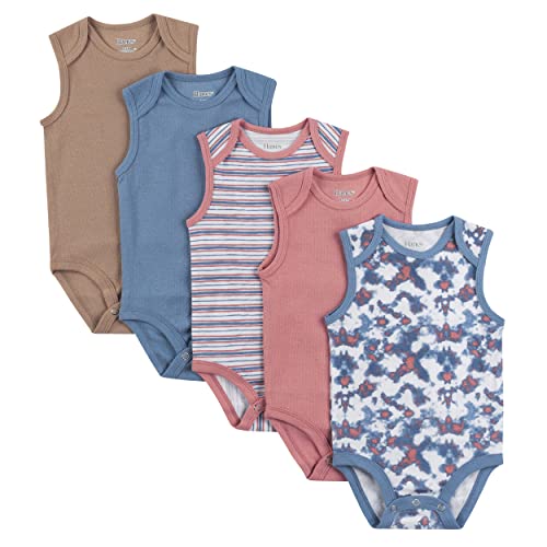 Image of Hanes Baby Baby Bodysuits, Ultimate Baby Flexy Bodysuits, Infant Sleeveless Bodysuit, 5-pack