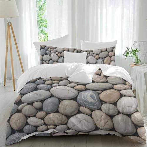 Cobblestones California King Size 4 piece Duvet Cover Set, Stone