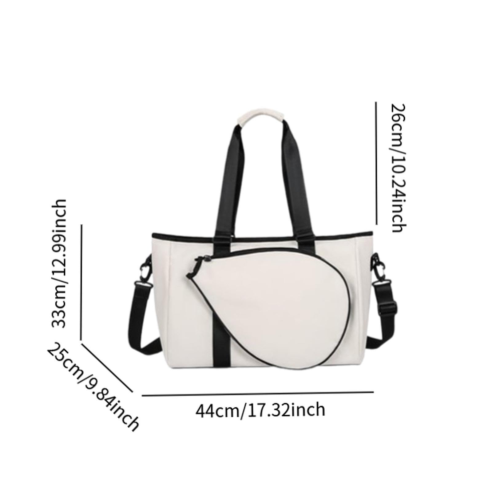 QSTDGVPW Tennis Racket Bag Tennis Tote Sports Handbag for Badminton Racquet,Portable, Lightweight, White