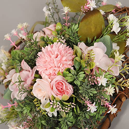 Outdoor Christmas Wreaths Artificial Flower Wreath Mother's Day Floral Rattan Front Door Wreath With Large Bow Wall Porch Hanging Wreath Holiday Holiday Decoration Photo Props Green Snow Flake Wreath #TOP3