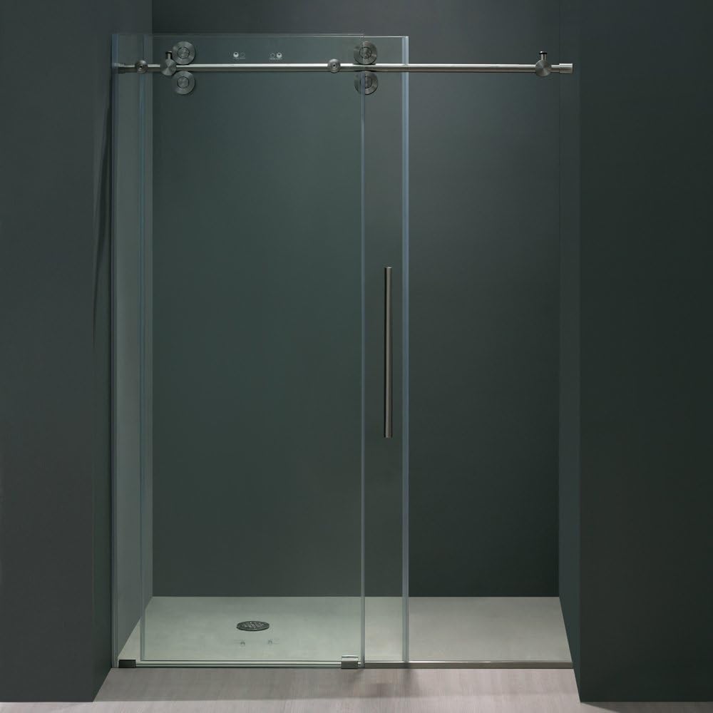 VIGO Adjustable 48 - 52 in. W x 74 in. H Frameless Sliding Rectangle Shower Door with Clear Tempered Glass and Stainless Steel Hardware in Stainless Steel Finish with Reversible Handle VG6041STCL5274