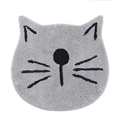 Easy Home Microfiber Doormat Creative Cartoon Cat Face Fug Soft Fluffy Bath Rugs, Non Slip Carpet Bathroom Home Living Room Mat,Machine Washableg Room Mat, Machine Washable Grey 24X24 Inch #TOP1
