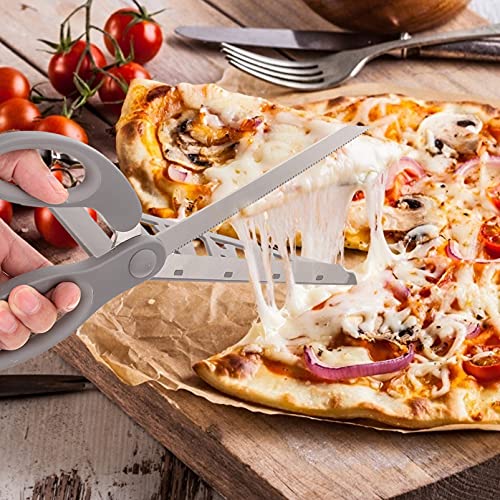 Luxshiny Pizza Oven Tools Stainless Steel Pizza Scissors Pizza Cutter Ultra Detachable Blade With A Tray One Handed Operation Scissor With Ergonomic Soft Plastic Grip Multipurpose Vegetable Slicer #TOP7