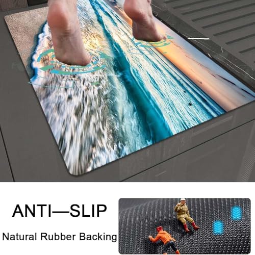 Image of Wazdorf 3D Bathroom Mat - Non Slip Water Absorbent Bathroom Mat Bathroom Easy Care Shower Rugs, Perfect for Home Office & Kitchen, Bathroom