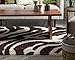 Modern Animal Print 3x5 (3'3'' x 5'3'') Area Rug Shag Zebra Brown Ivory Plush Easy Care Thick Soft Plush Living Room