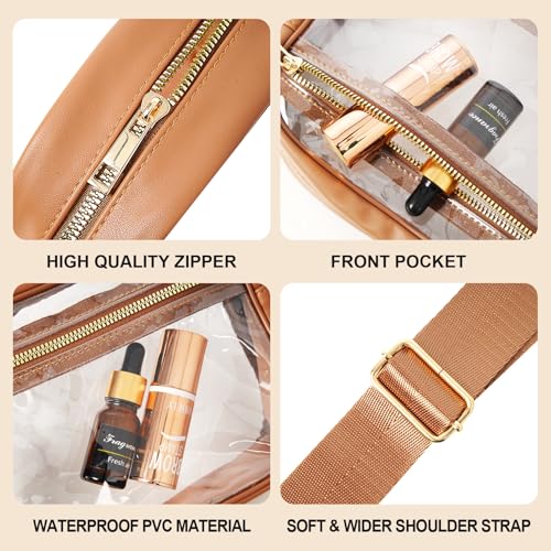 Image of Fibrdoo Clear Bag Stadium Approved, Leather Clear Crossbody Purse Bag for Concerts Sports Events Festivals