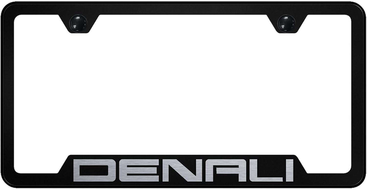 Au-Tomotive Gold, Inc. Officially Licensed Laser Etched Cut-Out License Plate Frame for GMC Denali (Black)