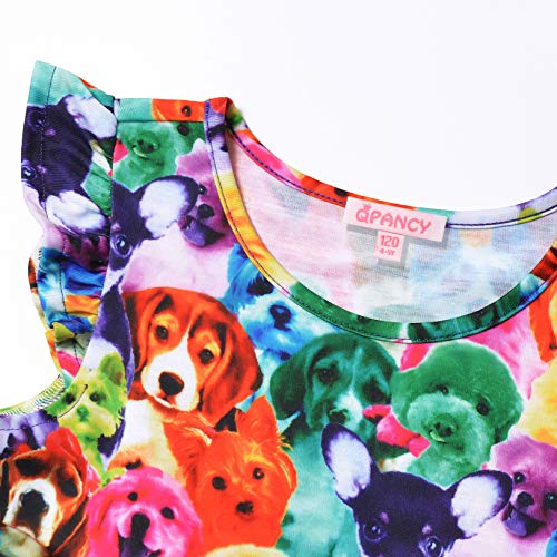 Girls Unicorn Dresses Summer Flutter Sleeve Rainbow Party Clothes for Kids3