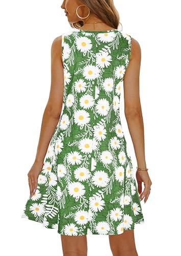 Image of Summer Dresses for Women 2026 Casual Sundresses Beach Cover Ups Sleeveless Tshirt Swing Dress with Pockets