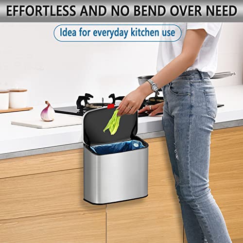 Kitchen Hanging Compost Bin, 4L/1.05Gal Stainless-Steel Small Trash Can With Lid For Counter Top & Under Sink, 2 In 1 Detachable Indoor Compost Bin For Cupboard/Kitchen/Bedroom/Camping #TOP2
