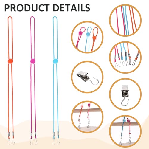 Image of Xthrotsenk 12 Set Cross Stitch Side Clips, Cross-Stitch Fabric Holders, Elastic Fabric Fastening Ropes & Metal Fixing Clips, 3 Colors, 24 Pieces