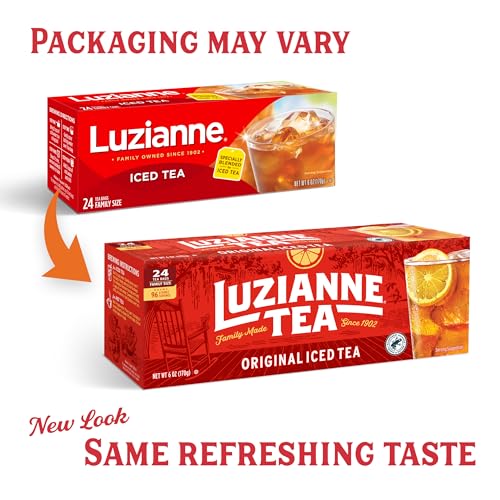 Image of Luzianne Unsweetened Iced Tea Bags, Family Size, 24ct Box (Pack of 6)