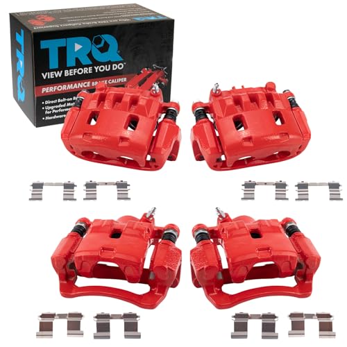 Image of TRQ Performance Front and Rear Brake Caliper Set Brackets Coated Compatible with 2009-2010 Subaru Forester