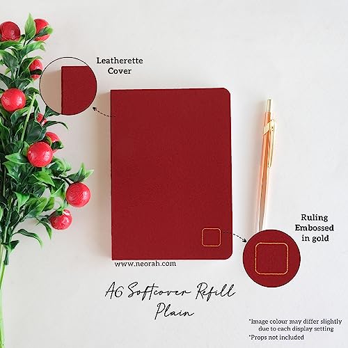 Image of NEORAH - A6 Notebook SOFT COVER | Journal REFILL | Unruled Notebook Journal | 110 GSM | 160 pages (Size 14.8 cm x 10.5 cm) Planner Journaling Writing Note Taking Diary- RED