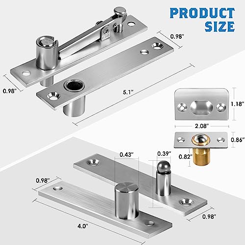 Hidden Hinges for Max 200 lb Wood Doors, Pivot Hinges for Bookcase, Secret Door With Ball Catch Hardware (1, Silver)