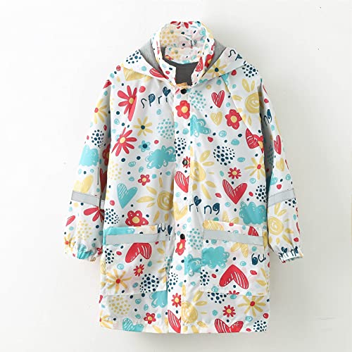 Kids Boys Girls Raincoat Rainwear with Hood Windproof Rainproof Outwear Reflective Strips Lightweight Rain3