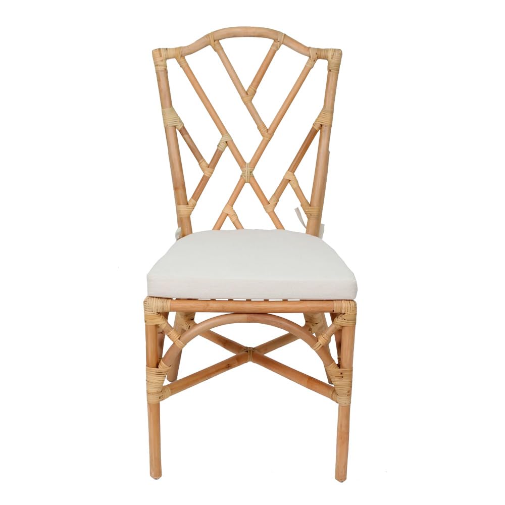 EME Silla Chippendale Fabricada artesanalmente en Ratán Natural. Estructura apilable. Cojín Incluido. Sillas 100% Artesanal. Ideal para Hostelería y Hogar