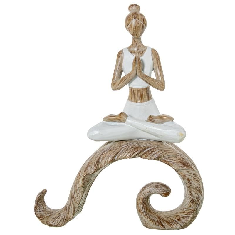 Figurine femme méditant DRW statuette élégante en résine et socle