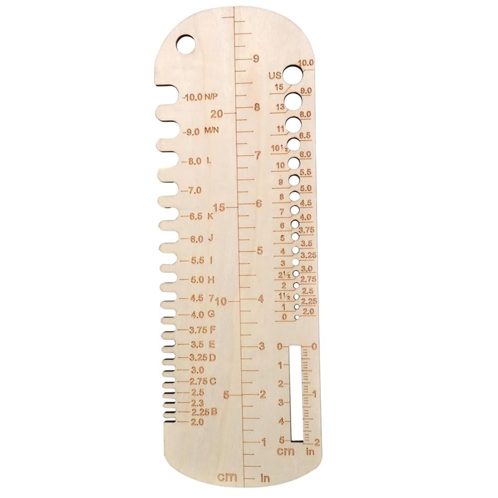 Littimoon Sock Knitting Ruler Wooden Knitting Needle Size Gauge Measuring Tool Sock Accurate Ruler Knit Blocker for DIY