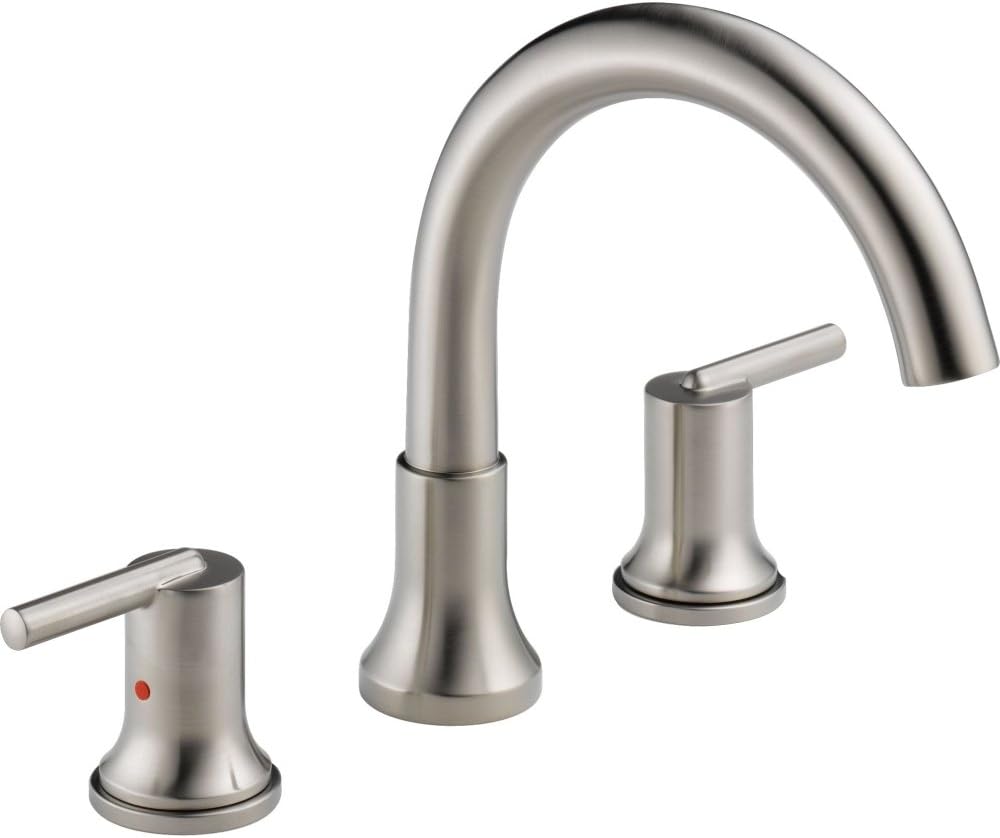 Delta Trinsic Roman Tub Faucet, Brushed Nickel Deck Mount Bathtub Faucet, Stainless T2759-SS (Valve Not Included)