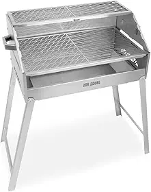 Churrasqueira Aço Galvanizado A Carvão Duas Grelhas Mec Angus 65x40 Chão Parede Portátil Desmontável Resistente Mec Grill