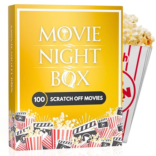 Movie Night Box: Top 100 Scratch-Off Movies & Hidden Gems - 10 Diverse Color-Coded Movie Genres - Interactive Game for Couples, Family, or Solo Entertainment - Gifts for Movie Lovers, Him, Her