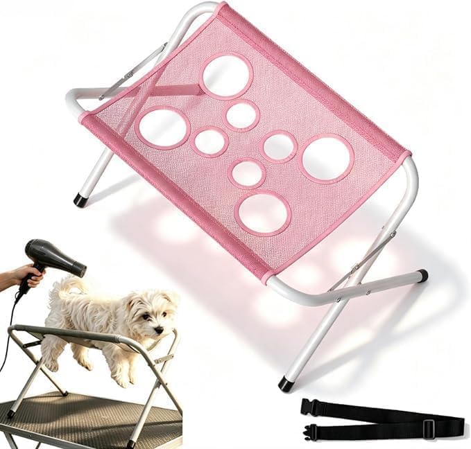 Dog Grooming Hammock, Pet Grooming Hammock Stand with Stable Stainless Steel Frame & Quick-Dry Mesh Foldable for Trimming, Bathing, Brushing