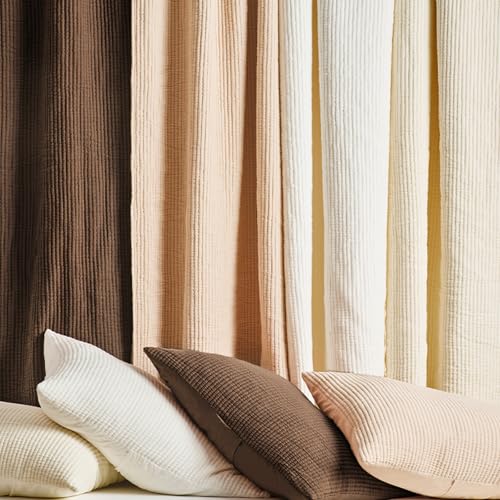 Image of EVERGRACEHOME Cotton Coverlet Set King Size 3 Pieces, Lightweight Soft Ribbed Matelasse Bedspread Quilt Set, Cozy Oversized Quilted Bedding Set with 2 Pillow Shams for All Seasons, Sienna Brown