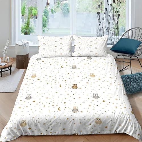 Housse de couette hibou 3D 135x200cm pour lit simple - 4