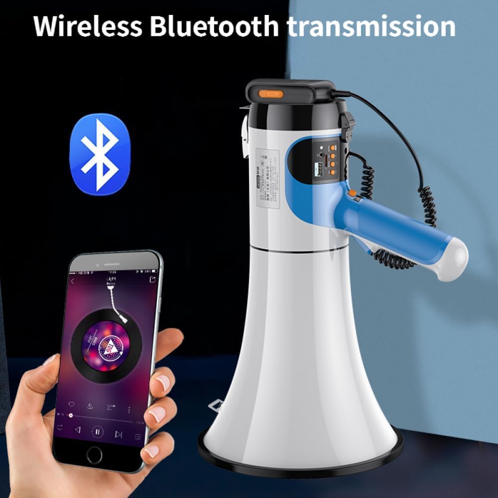 POCHY Moda Megáfono Megáfonos para Exteriores, Gran Capacidad, 2200 mah, Altavoz de megáfono de Tono Alto, 80 W, megáfono de Mano, Altavoz megáfono portátil Bonito